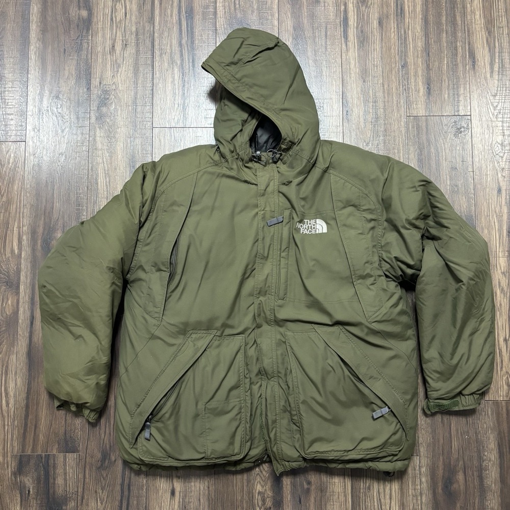 The North Face Goose Down Winter Puffer Hooded Jacket Men Size XL Green